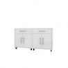 Manhattan Comfort Eiffel Mobile Garage Cabinet in White (Set of 2) Front