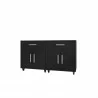 Manhattan Comfort Eiffel Mobile Garage Cabinet in Matte Black (Set of 2) Front - Manhattan Comfort Eiffel Mobile Garage Cabinet in Matte Black (Set of 2) Front