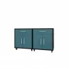 Manhattan Comfort Eiffel Mobile Garage Cabinet in Matte Black and Aqua Blue (Set of 2) Front - Manhattan Comfort Eiffel Mobile Garage Cabinet in Matte Black and Aqua Blue (Set of 2) Front