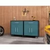 Manhattan Comfort Eiffel Mobile Garage Cabinet in Matte Black and Aqua Blue (Set of 2) - Manhattan Comfort Eiffel Mobile Garage Cabinet in Matte Black and Aqua Blue (Set of 2)