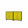 Manhattan Comfort Eiffel Mobile Garage Cabinet in Matte Black and Yellow (Set of 2) Front