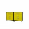 Manhattan Comfort Eiffel Mobile Garage Cabinet in Matte Black and Yellow (Set of 2) Front - Manhattan Comfort Eiffel Mobile Garage Cabinet in Matte Black and Yellow (Set of 2) Front