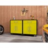 Manhattan Comfort Eiffel Mobile Garage Cabinet in Matte Black and Yellow (Set of 2)