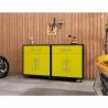 Manhattan Comfort Eiffel Mobile Garage Cabinet in Matte Black and Yellow (Set of 2) - Manhattan Comfort Eiffel Mobile Garage Cabinet in Matte Black and Yellow (Set of 2)