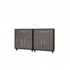 Manhattan Comfort Eiffel Mobile Garage Cabinet in Matte Black and Grey (Set of 2) Front