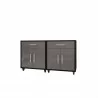 Manhattan Comfort Eiffel Mobile Garage Cabinet in Matte Black and Grey (Set of 2) Front - Manhattan Comfort Eiffel Mobile Garage Cabinet in Matte Black and Grey (Set of 2) Front