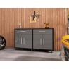 Manhattan Comfort Eiffel Mobile Garage Cabinet in Matte Black and Grey (Set of 2)