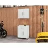 Manhattan Comfort Eiffel 2-Piece Storage Garage Set in White - Manhattan Comfort Eiffel 2-Piece Storage Garage Set in White