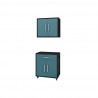 Manhattan Comfort Eiffel 2-Piece Storage Garage Set in Matte Black and Aqua Blue