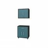 Manhattan Comfort Eiffel 2-Piece Storage Garage Set in Matte Black and Aqua Blue - Manhattan Comfort Eiffel 2-Piece Storage Garage Set in Matte Black and Aqua Blue