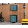 Manhattan Comfort Eiffel 2-Piece Storage Garage Set in Matte Black and Aqua Blue - Manhattan Comfort Eiffel 2-Piece Storage Garage Set in Matte Black and Aqua Blue