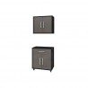 Manhattan Comfort Eiffel 2-Piece Storage Garage Set in Matte Black and Grey