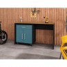 Manhattan Comfort Eiffel Garage Work Station Set of 2 in Matte Black and Aqua Blue