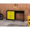 Manhattan Comfort Eiffel Garage Work Station Set of 2 in Matte Black and Yellow