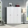 Manhattan Comfort Hopkins Modern Freestanding Storage Closet with 7 Shelves in White (Set of 2) - Manhattan Comfort Hopkins Modern Freestanding Storage Closet with 7 Shelves in White (Set of 2)