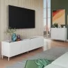Manhattan Comfort Mid-Century Modern Bogardus 2-Piece TV Stand Living Room Set with Accent Cabinet In White - Manhattan Comfort Mid-Century Modern Bogardus 2-Piece TV Stand Living Room Set with Accent Cabinet In White