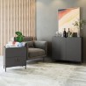 Manhattan Comfort Mid-Century Modern Bogardus 2-Piece Living Room Set with Accent Cabinet Black