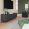 Manhattan Comfort Mid-Century Modern Bogardus 2-Piece TV Stand Living Room Set with Accent Cabinet Black