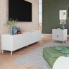 Manhattan Comfort Mid-Century Modern Bogardus 2-Piece TV Stand Living Room Set with Accent Cabinet White