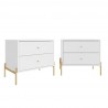 Manhattan Comfort Jasper Full Extension Drawer Nightstand in White Gloss (Set of 2)