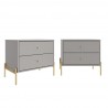 Manhattan Comfort Jasper Full Extension Drawer Nightstand in Grey (Set of 2)