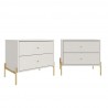 Manhattan Comfort Jasper Full Extension Drawer Nightstand in Off White (Set of 2)