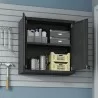 Manhattan Comfort Fortress 30" Floating Textured Metal Garage Cabinet with Adjustable Shelves in Charcoal Grey - Manhattan Comfort Fortress 30" Floating Textured Metal Garage Cabinet with Adjustable Shelves in Charcoal Grey
