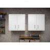 Manhattan Comfort Fortress 30" Floating Textured Metal Garage Cabinet with Adjustable Shelves in White - Set of 2