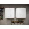 Manhattan Comfort Fortress 30" Floating Textured Metal Garage Cabinet with Adjustable Shelves in White - Set of 2 - Manhattan Comfort Fortress 30" Floating Textured Metal Garage Cabinet with Adjustable Shelves in White - Set of 2