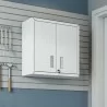 Manhattan Comfort Fortress 30" Floating Textured Metal Garage Cabinet with Adjustable Shelves in White Front - Manhattan Comfort Fortress 30" Floating Textured Metal Garage Cabinet with Adjustable Shelves in White Front