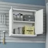 Manhattan Comfort Fortress 30" Floating Textured Metal Garage Cabinet with Adjustable Shelves in White Open - Manhattan Comfort Fortress 30" Floating Textured Metal Garage Cabinet with Adjustable Shelves in White Open