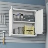 Manhattan Comfort Fortress 30" Floating Textured Metal Garage Cabinet with Adjustable Shelves in White Open