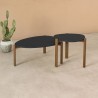 Manhattan Comfort Mid-Century Modern Gales End Table and Coffee Table with Solid Wood Legs Black