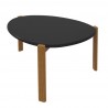 Manhattan Comfort Mid-Century Modern Gales Coffee Table with Solid Wood Legs in Matte Black Side