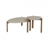 Manhattan Comfort Mid-Century Modern Gales End Table and Coffee Table with Solid Wood Legs Greige