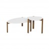 Manhattan Comfort Mid-Century Modern Gales End Table and Coffee Table with Solid Wood Legs White