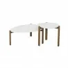 Manhattan Comfort Mid-Century Modern Gales End Table and Coffee Table with Solid Wood Legs White - Manhattan Comfort Mid-Century Modern Gales End Table and Coffee Table with Solid Wood Legs White