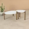 Manhattan Comfort Mid-Century Modern Gales End Table and Coffee Table with Solid Wood Legs White - Manhattan Comfort Mid-Century Modern Gales End Table and Coffee Table with Solid Wood Legs White