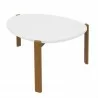 Manhattan Comfort Mid-Century Modern Gales Coffee Table with Solid Wood Legs in Matte White Back - Manhattan Comfort Mid-Century Modern Gales Coffee Table with Solid Wood Legs in Matte White Back