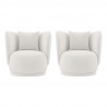 Manhattan Comfort Contemporary Siri Linen Weave Accent Chair with Pillows In Cream - Set of 2