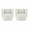 Manhattan Comfort Contemporary Siri Linen Weave Accent Chair with Pillows In Cream - Set of 2 - Manhattan Comfort Contemporary Siri Linen Weave Accent Chair with Pillows In Cream - Set of 2
