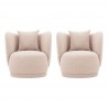 Manhattan Comfort Contemporary Siri Linen Weave Accent Chair with Pillows In Wheat - Set of 2