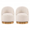 Manhattan Comfort Modern Leela Swivel Chenille Accent Chair In Cream - Set of 2