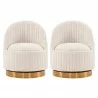 Manhattan Comfort Modern Leela Swivel Chenille Accent Chair In Cream - Set of 2 - Manhattan Comfort Modern Leela Swivel Chenille Accent Chair In Cream - Set of 2