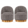 Manhattan Comfort Modern Leela Swivel Chenille Accent Chair In Grey - Set of 2