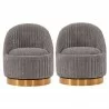 Manhattan Comfort Modern Leela Swivel Chenille Accent Chair In Grey - Set of 2 - Manhattan Comfort Modern Leela Swivel Chenille Accent Chair In Grey - Set of 2