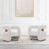 Manhattan Comfort Modern Amirah Velvet Accent Chair In White - Set of 2