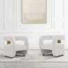 Manhattan Comfort Modern Amirah Velvet Accent Chair In White - Set of 2 - Manhattan Comfort Modern Amirah Velvet Accent Chair In White - Set of 2