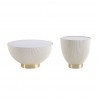 Manhattan Comfort Modern Anderson Coffee Table and End Table 2.0 Upholstered in Leatherette with Ceramic Faux Tabletop - Set of 2 Cream