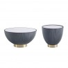 Manhattan Comfort Modern Anderson Coffee Table and End Table 2.0 Upholstered in Leatherette with Ceramic Faux Tabletop - Set of 2 Grey